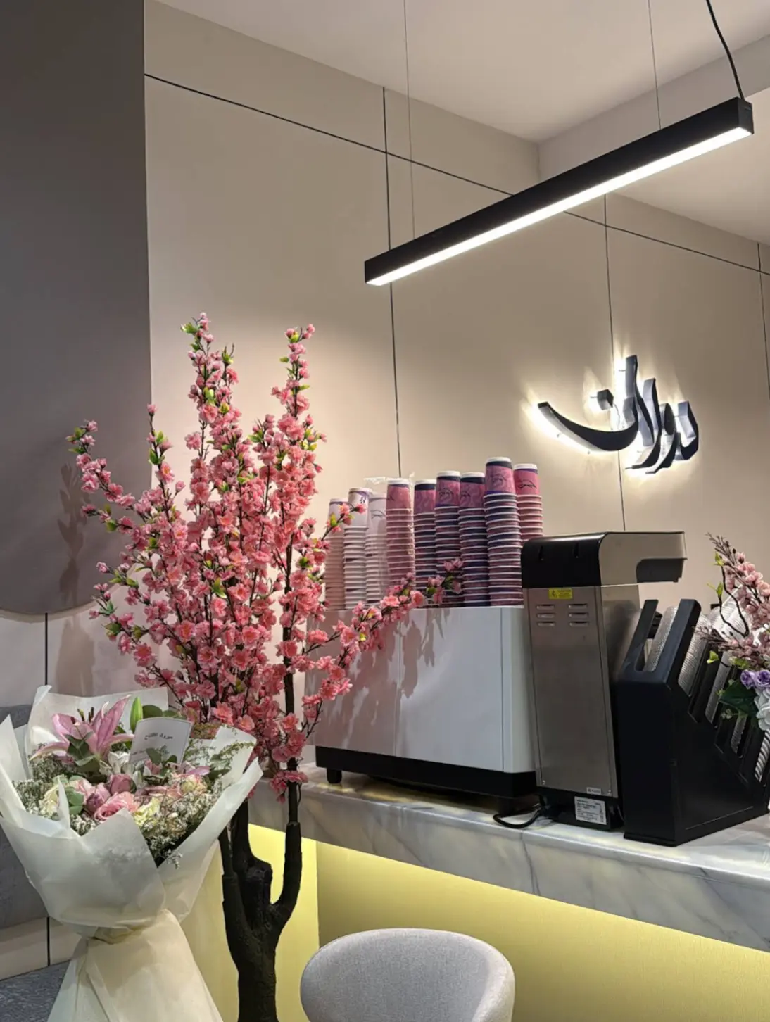 Dolan coffee bar with blossom tree